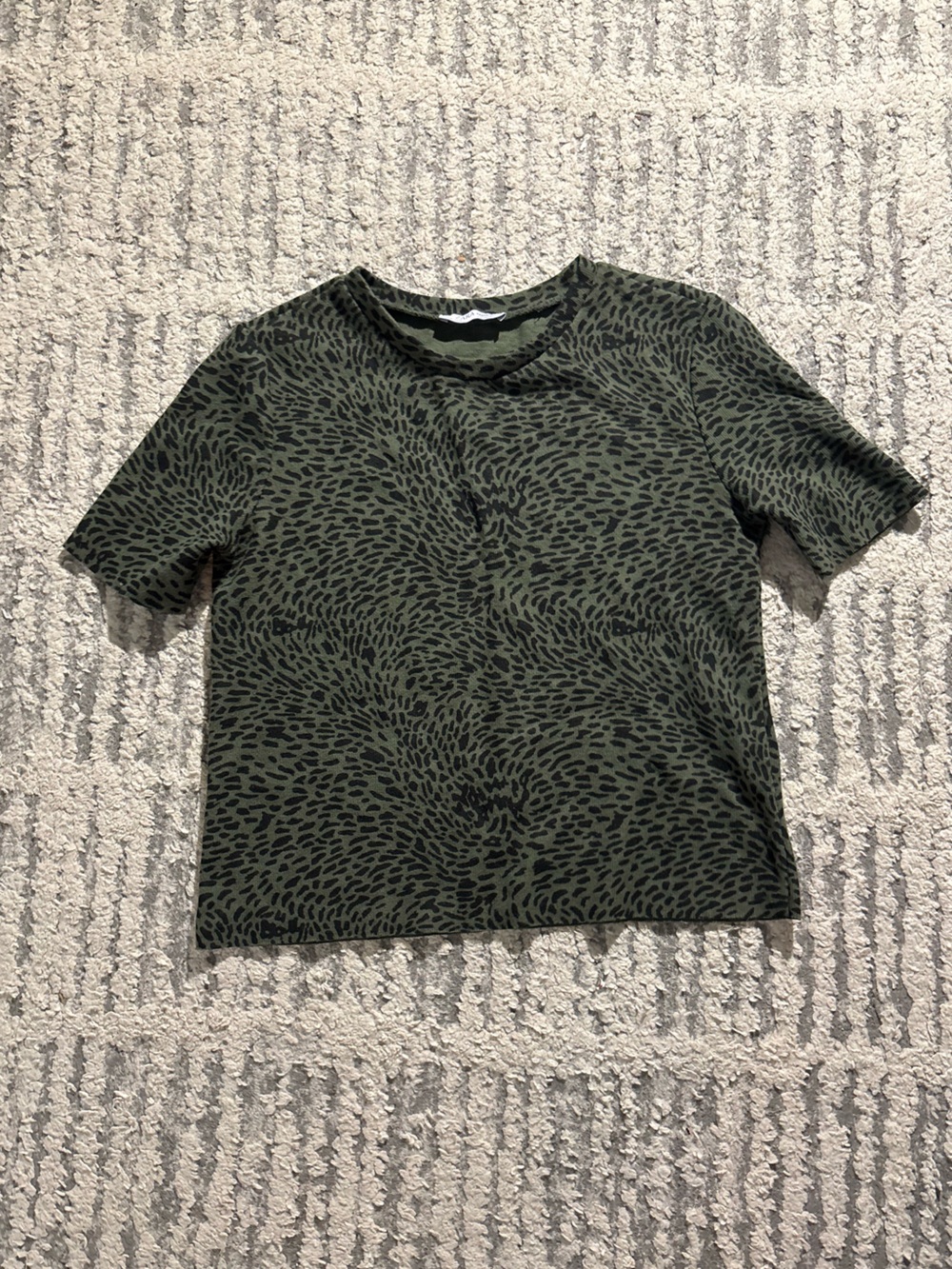 Zara green black short sleeve tee shirt top size M